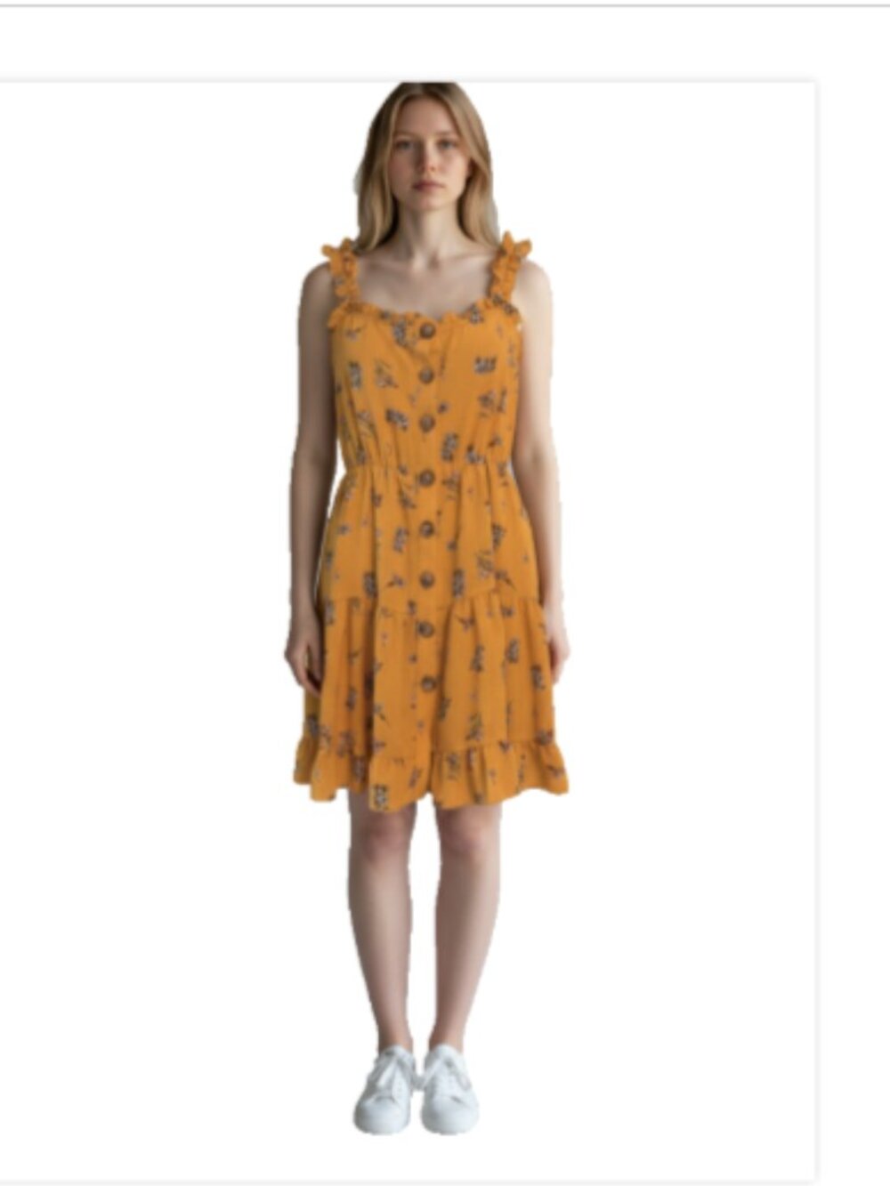 Purple Snow Yellow Floral Sundress M Ruffle Strap Smocked Boho Mini Dress